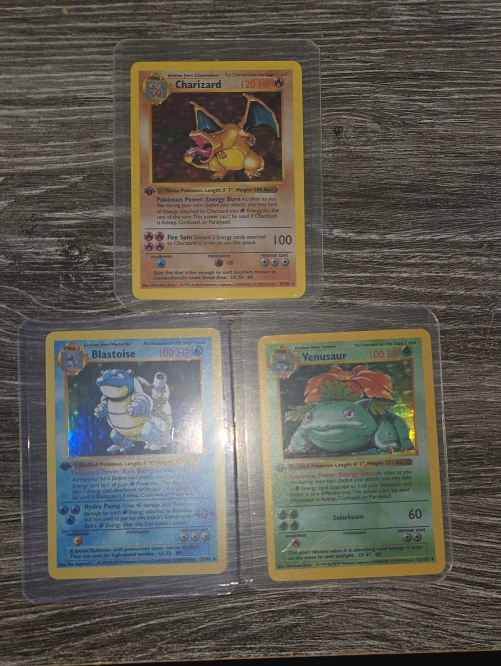 Charizard, Blastoise, And Venusaur Proxy Holographic Cards